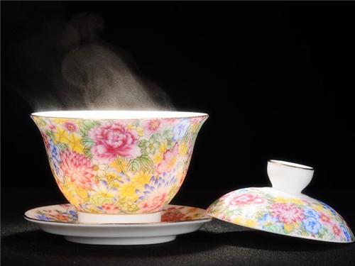 陶生活 景德镇陶瓷盖碗茶具手绘珐琅彩