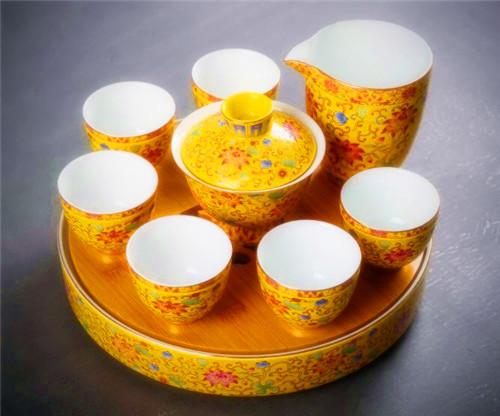 京隆堂  茶壶盖碗家用简约珐琅彩景德镇陶瓷功夫茶具