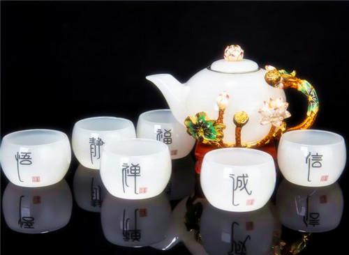 容山堂 玉瓷珐琅彩茶壶茶杯整套茶具琉璃