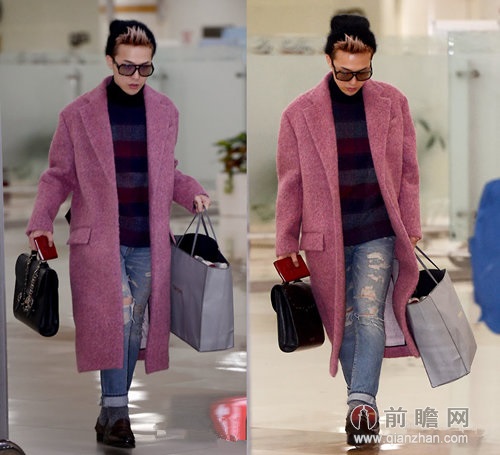 Big+Bang<em>权志龙G-Dragon+女装</em>男穿粉色大衣