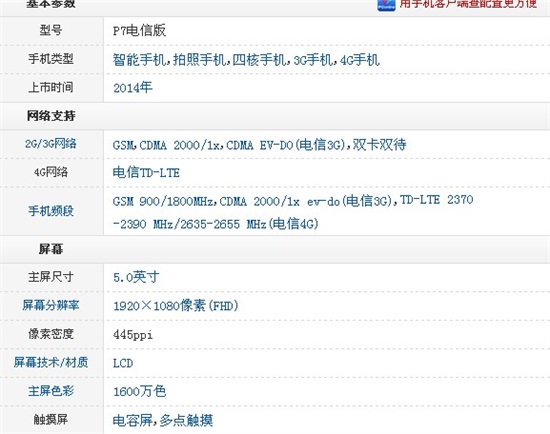 华为p7电信版什么时候上市?华为p7电信版参数