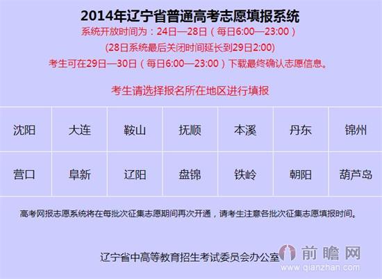 2014高考志愿填报系统入口:河南山西陕西湖北