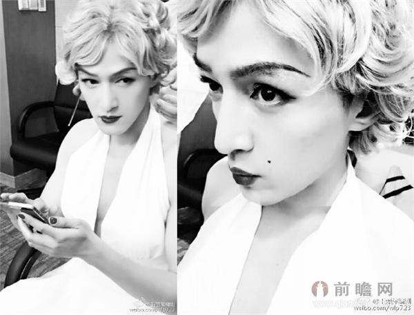 照片中,"胡歌"变身性感"玛丽莲·梦露"出