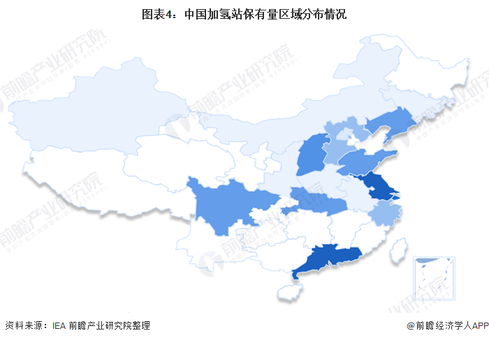 图表4:中国加氢站保有量区域分布情况