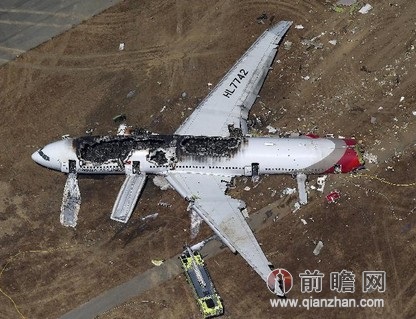 图表1：2013年7月6日在美国旧金山国际机场着陆时坠毁韩亚航空214号班机残骸