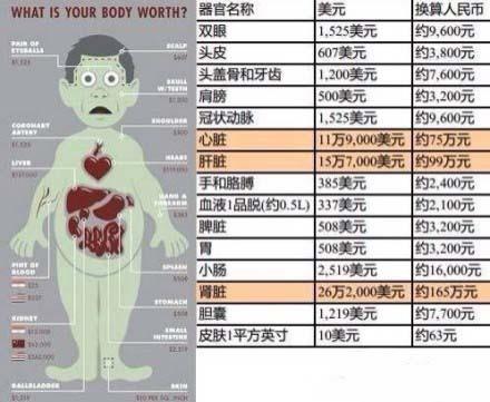 人体器官报价表走红 卖器官入手苹果iPhone6