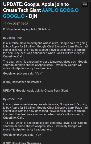 谷歌90亿美元收购苹果?道琼斯发了几条假新闻后致歉：技术错误