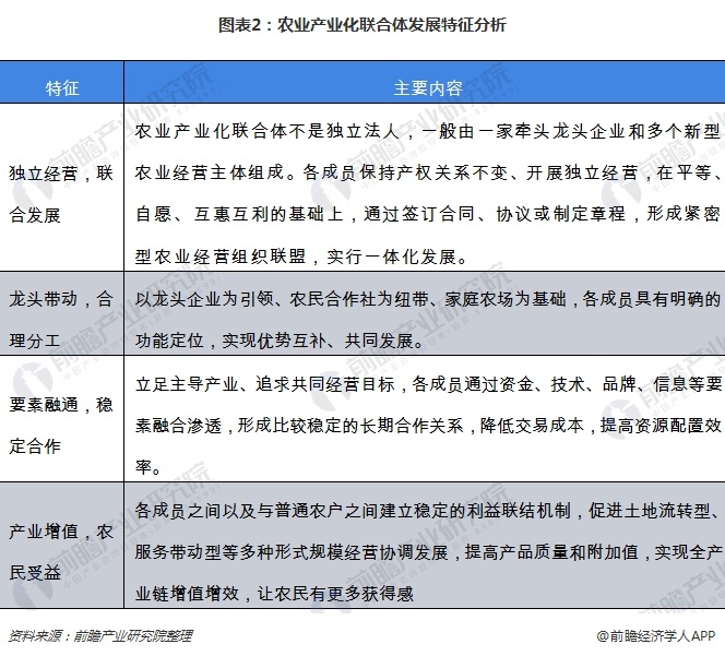 图表2：农业产业化联合体发展特征分析