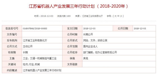 江苏省机器人产业发展三年行动计划