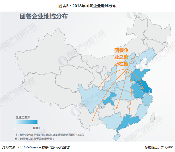 图表5：2018年团餐企业地域分布