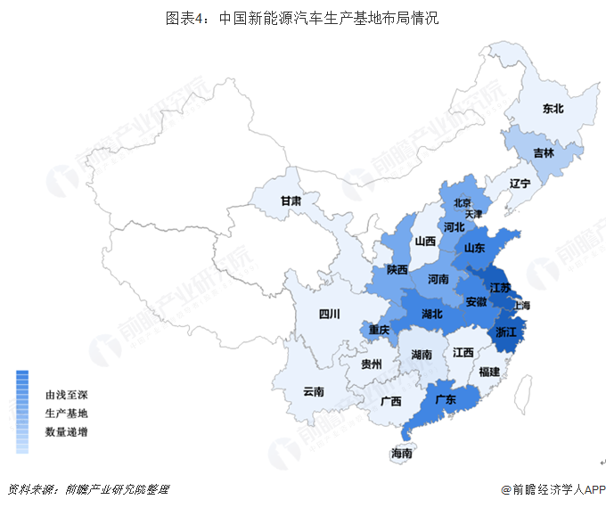 图表4：中国新能源汽车生产基地布局情况  