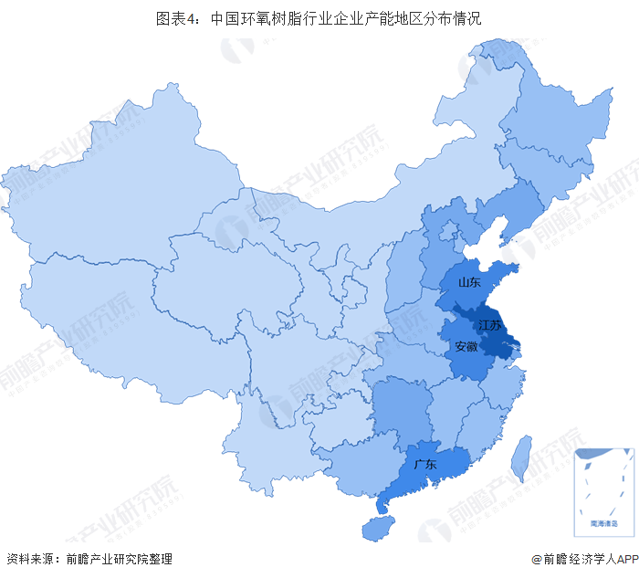 图表4：中国环氧树脂行业企业产能地区分布情况