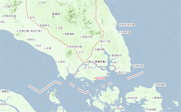 新加坡和馬來西亞地理位置示意圖 圖片來源:自然資源部網站