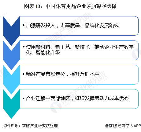 图表13：中国体育用品企业发展路径选择