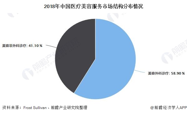 2018年中国医疗美容服务市场结构分布情况