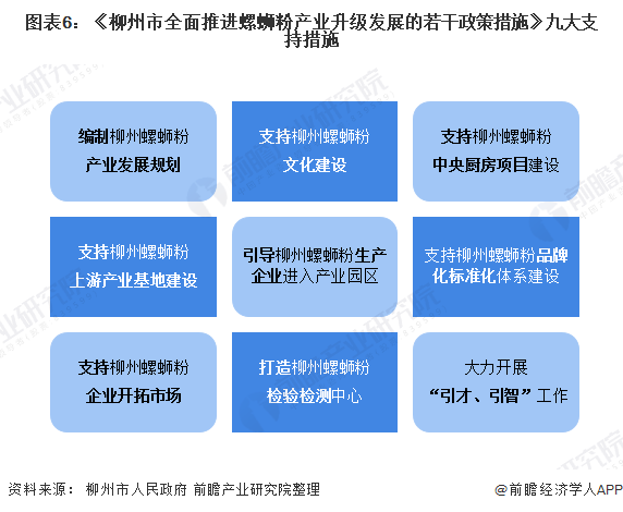 图表6：《柳州市全面推进螺蛳粉产业升级发展的若干政策措施》九大支持措施
