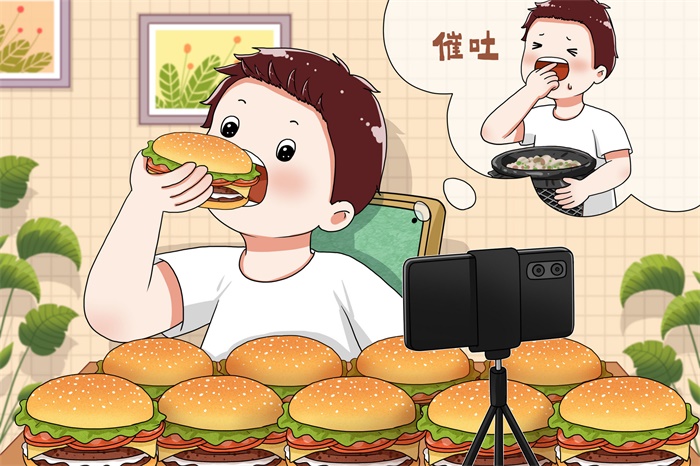 央视揭大胃王吃播套路：边吃边吐、完成一段视频要30个小时