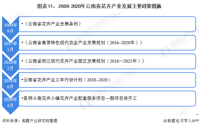 图表11：2009-2020年云南省花卉产业发展主要政策措施