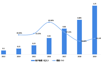 2013-2019年中国进口跨境电商用户规模及增长情况