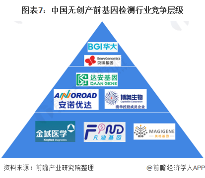 图表7：中国无创产前基因检测行业竞争层级