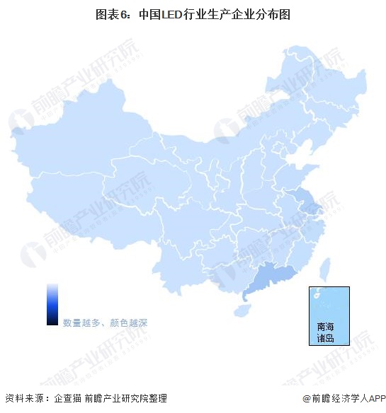 圖表6：中國LED行業生產企業分布圖