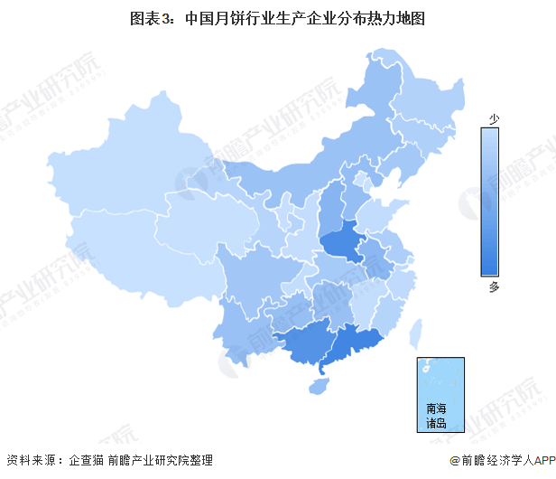 图表3：中国月饼行业生产企业分布热力地图