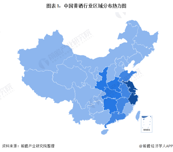 图表1：中国黄酒行业区域分布热力图