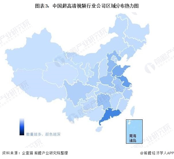 图表3：中国超高清视频行业公司区域分布热力图