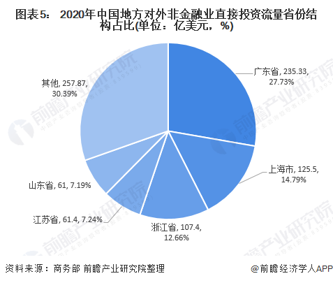 图表5： 2020年中国地方对外非金融业直接投资流量省份结构占比