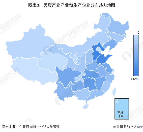 图表3：民爆产业产业链生产企业分布热力地图