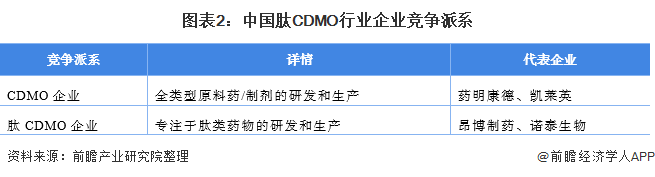 图表2：中国肽CDMO行业企业竞争派系