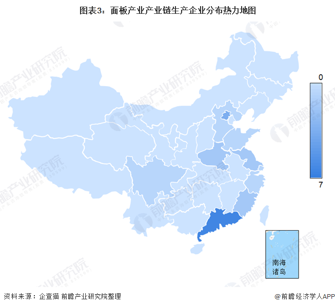 图表3：面板产业产业链生产企业分布热力地图