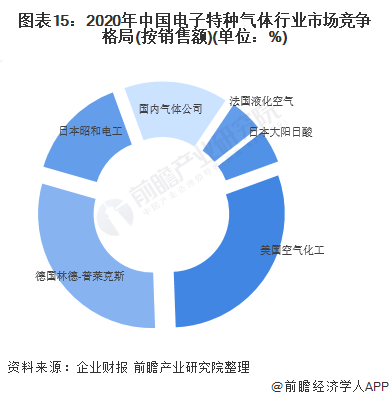 图表15：2020年中国电子特种气体行业市场竞争格局(按销售额)(单位：%)