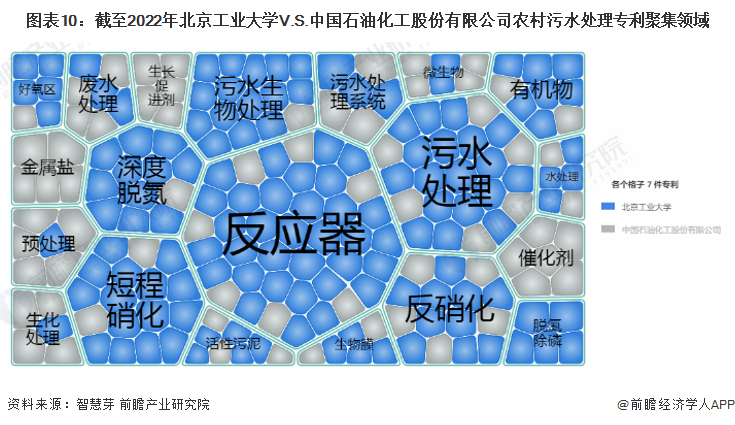 图表10：截至2022年北京工业大学V.S.中国石油化工股份有限公司农村污水处理专利聚集领域