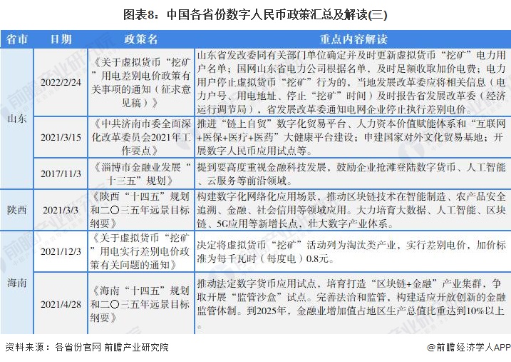 图表8：中国各省份数字人民币政策汇总及解读(三)