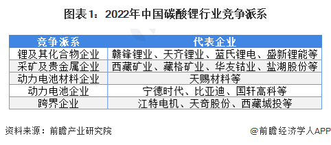 图表1：2022年中国碳酸锂行业竞争派系