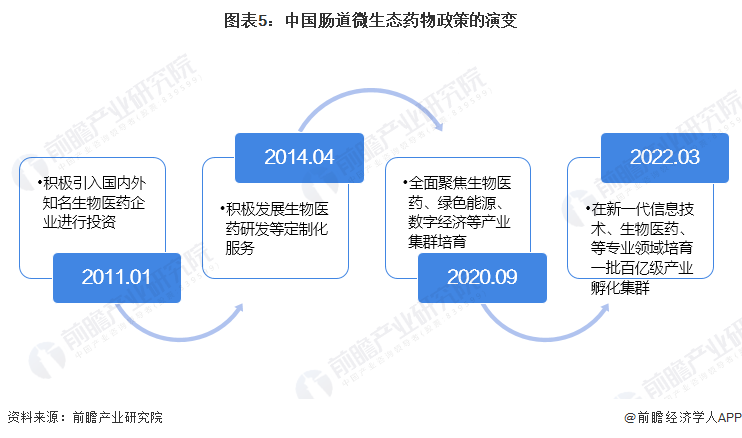 图表5：中国肠道微生态药物政策的演变
