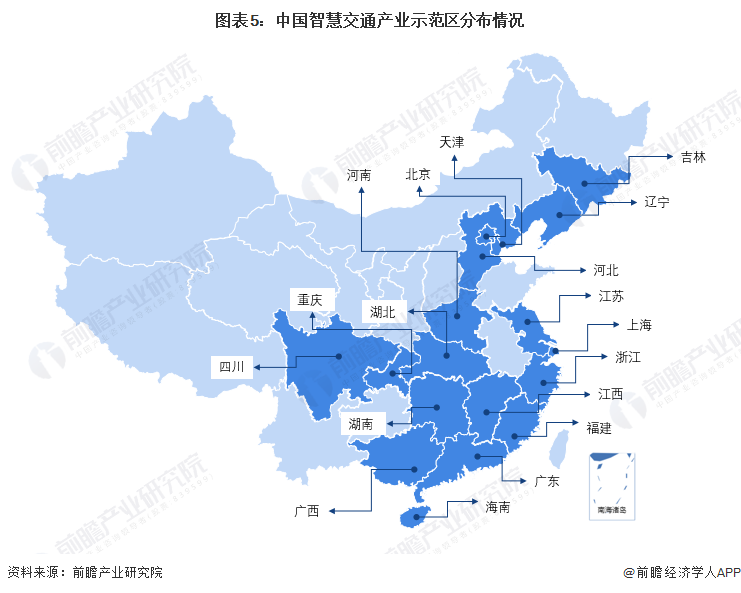 图表5：中国智慧交通产业示范区分布情况