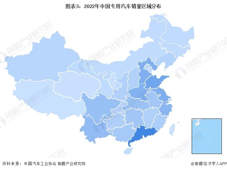 图表3：2022年中国专用汽车销量区域分布