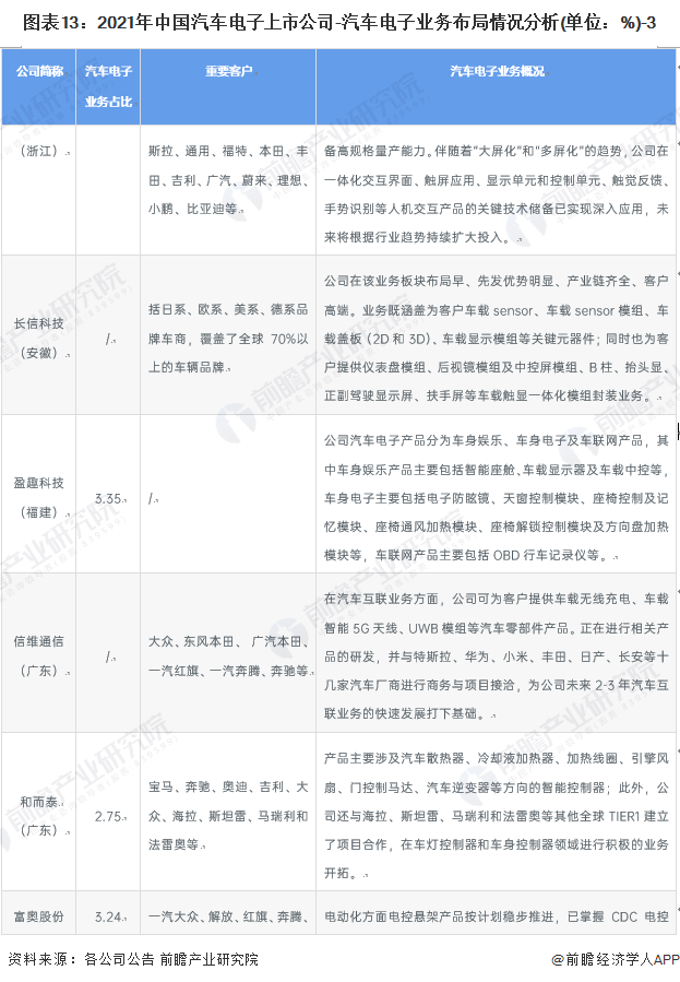 图表13：2021年中国汽车电子上市公司-汽车电子业务布局情况分析(单位：%)-3