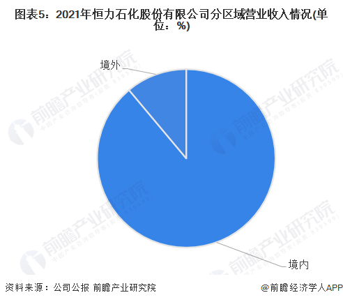 图表5：2021年恒力石化股份有限公司分区域营业收入情况(单位：%)