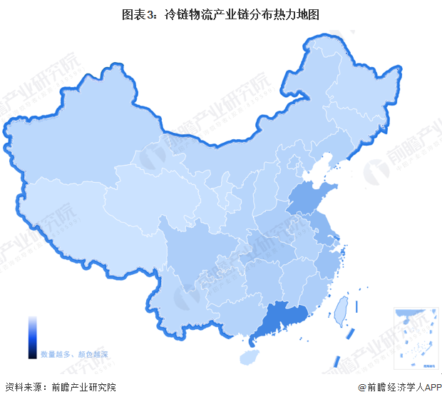 图表3：冷链物流产业链分布热力地图