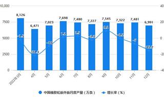 2022年1-12月中国橡胶制品行业产量规模及出口数据统计 全年中国橡胶轮胎外胎产量达到8.56亿条