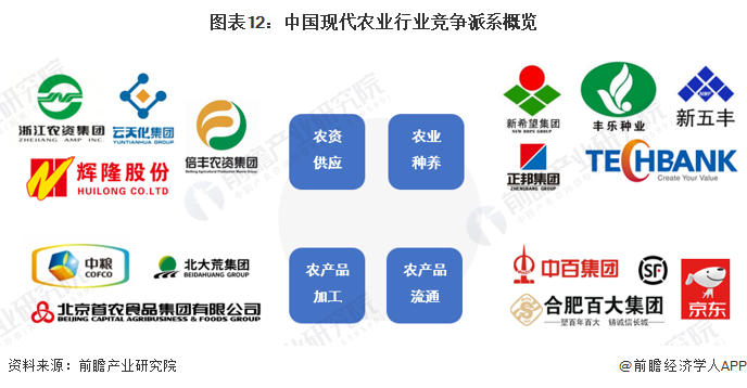 图表12：中国现代农业行业竞争派系概览