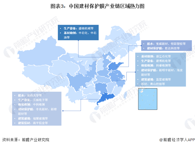 图表3：中国建材保护膜产业链区域热力图