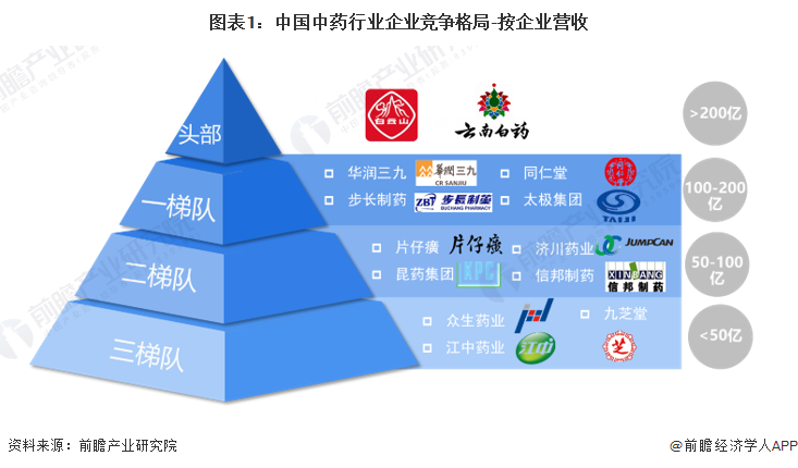 图表1：中国中药行业企业竞争格局-按企业营收