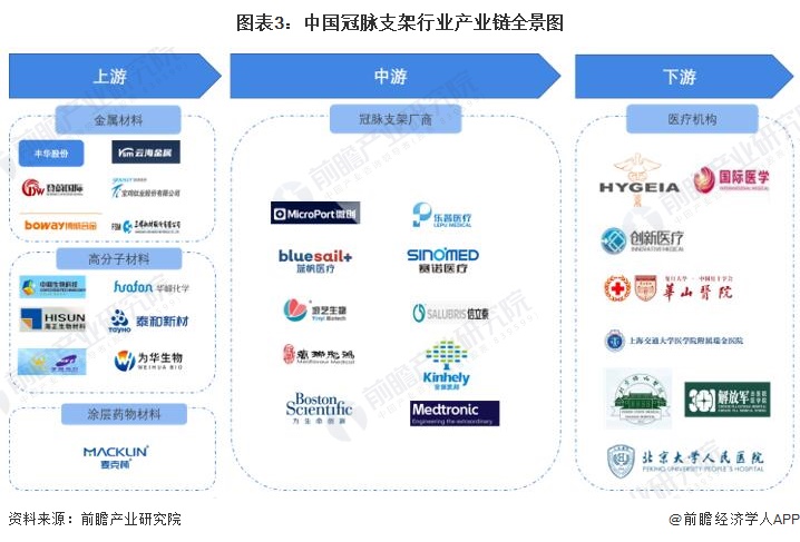 图表3：中国冠脉支架行业产业链全景图