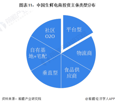图表11：中国生鲜电商投资主体类型分布