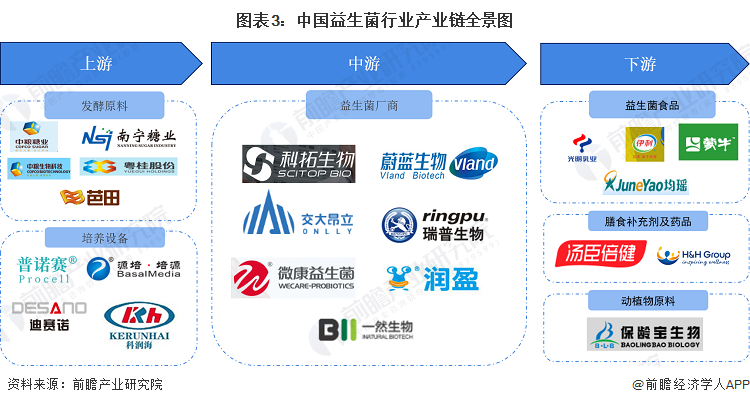 圖表3：中國益生菌行業產業鏈全景圖