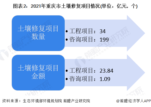 图表2：2021年重庆市土壤修复项目情况(单位：亿元，个)